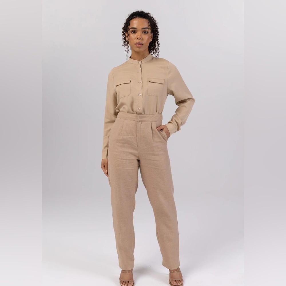 VEILED- Lamia Cotton Linen Button Down Top - Picture 3 of 5